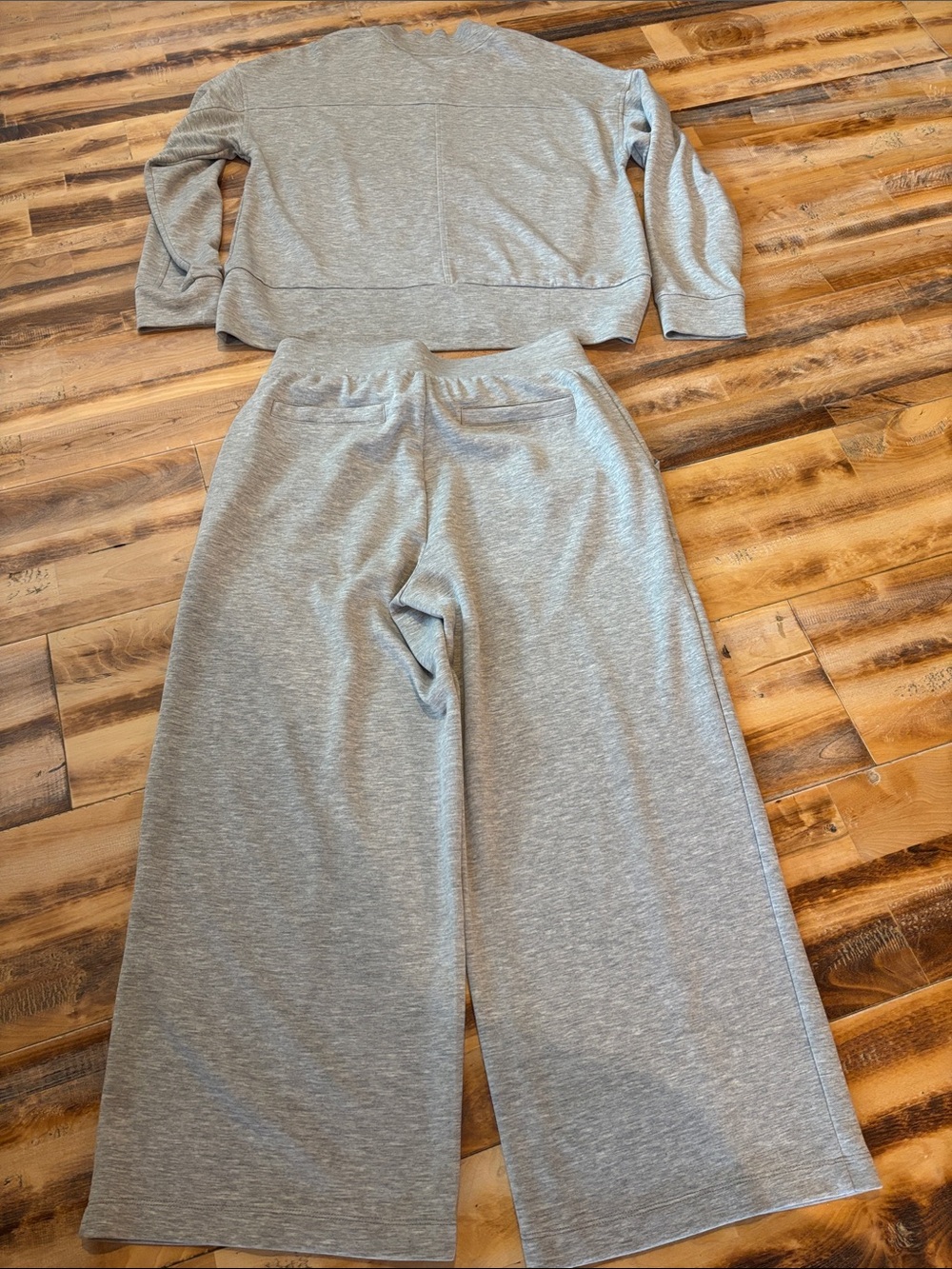 Talbots Light Gray Wide-Leg Lounge Pants with Matching Zip Jacket - Picture 4 of 9